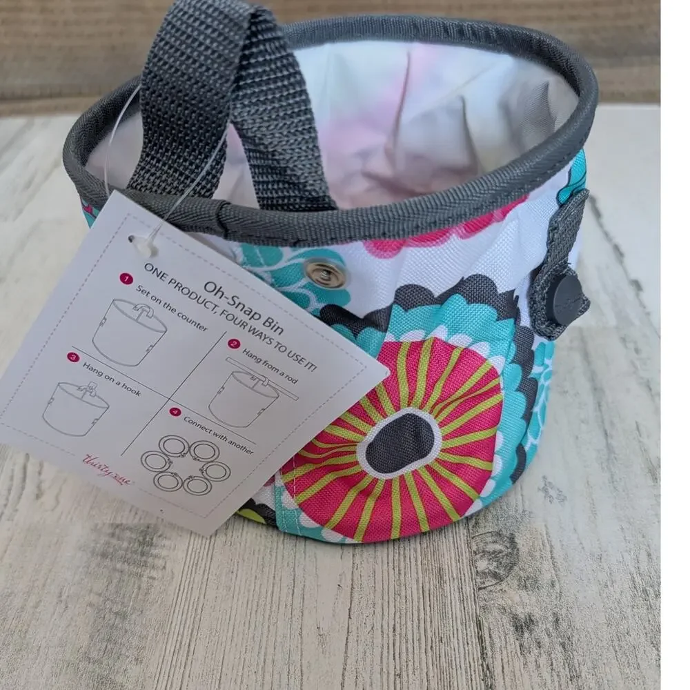 Thirty-One Bubble Bloom Oh Snap Bin PinkBlue Gray Green Floral NEW 31